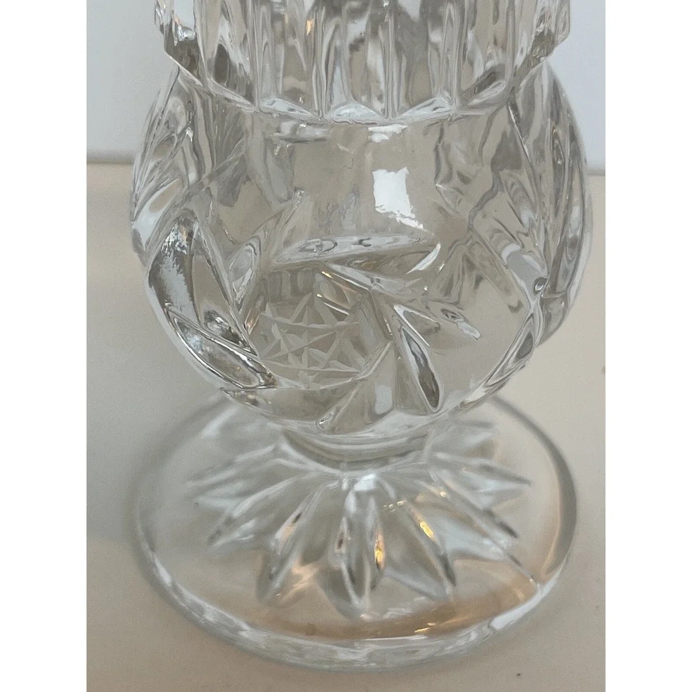 Crystal Clear Industries Pinwheel Pressed Glass Bud Vase W Pedestal Base 4
